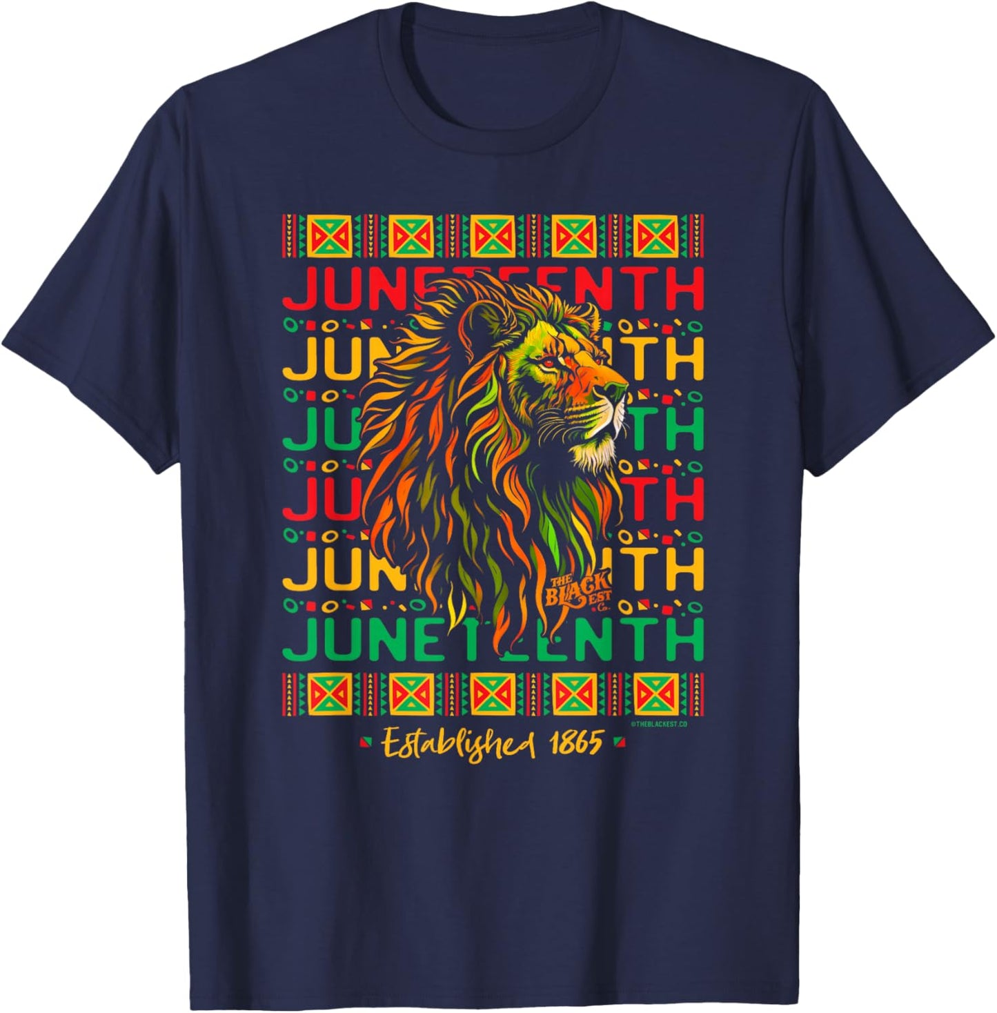 Juneteenth Lion Freedom Day 1865 Celebrate Black History T-Shirt - T-Shirt | Navy