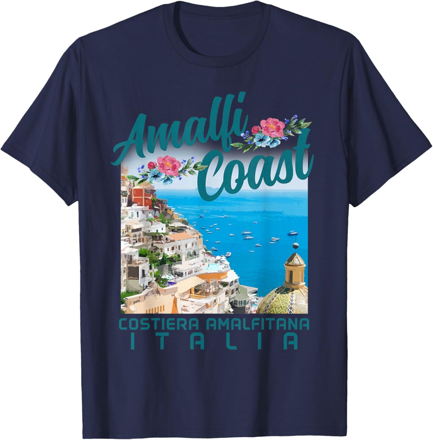 Amalfi Coast Italy Italia Vintage Italian Souvenir T-Shirt - T-Shirt | Navy