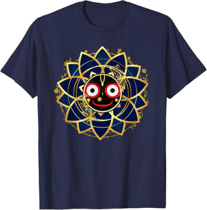 Ubika Blue and Gold Jagannath Hindu Hare Krishna , Small T-Shirt - T-Shirt | Navy