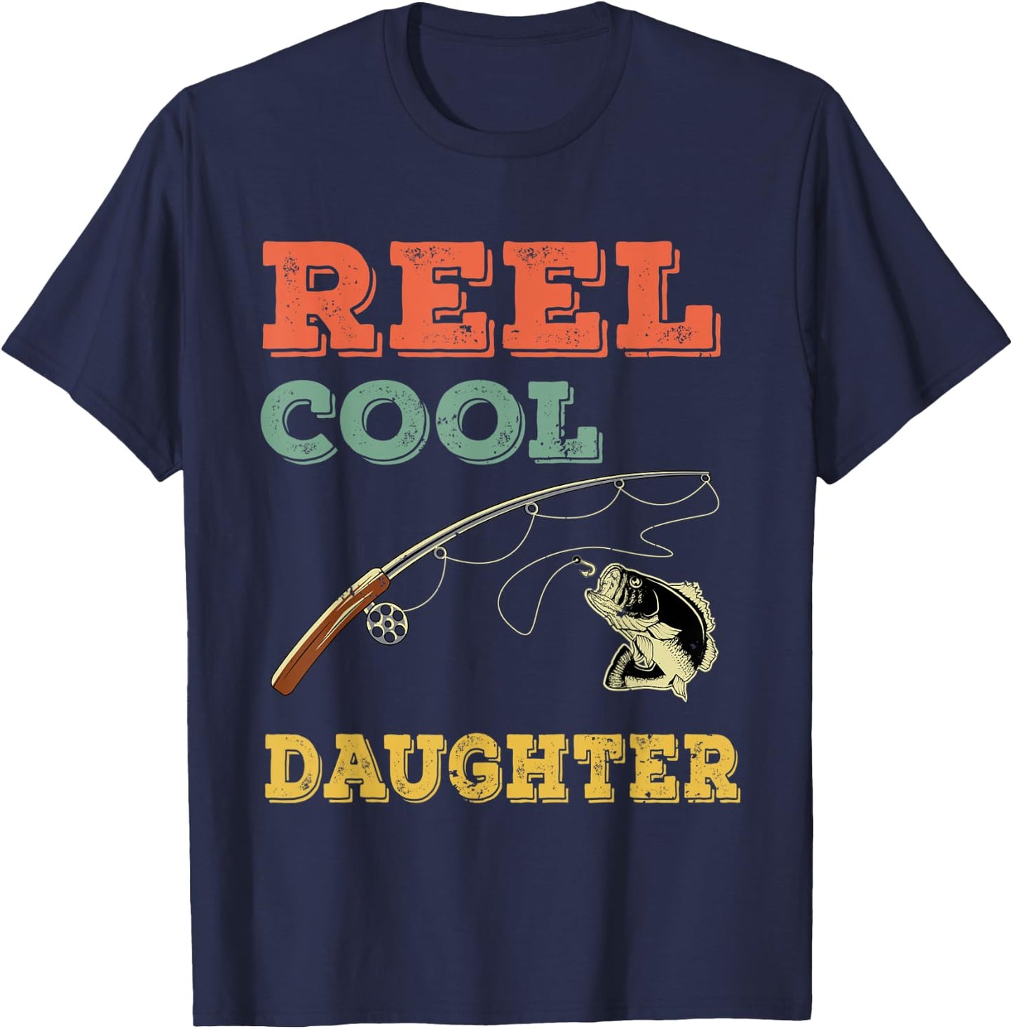 Bass Fish Reel Cool Daughter Fisherwoman Gift - Bass Fishing T-Shirt - T-Shirt | Navy