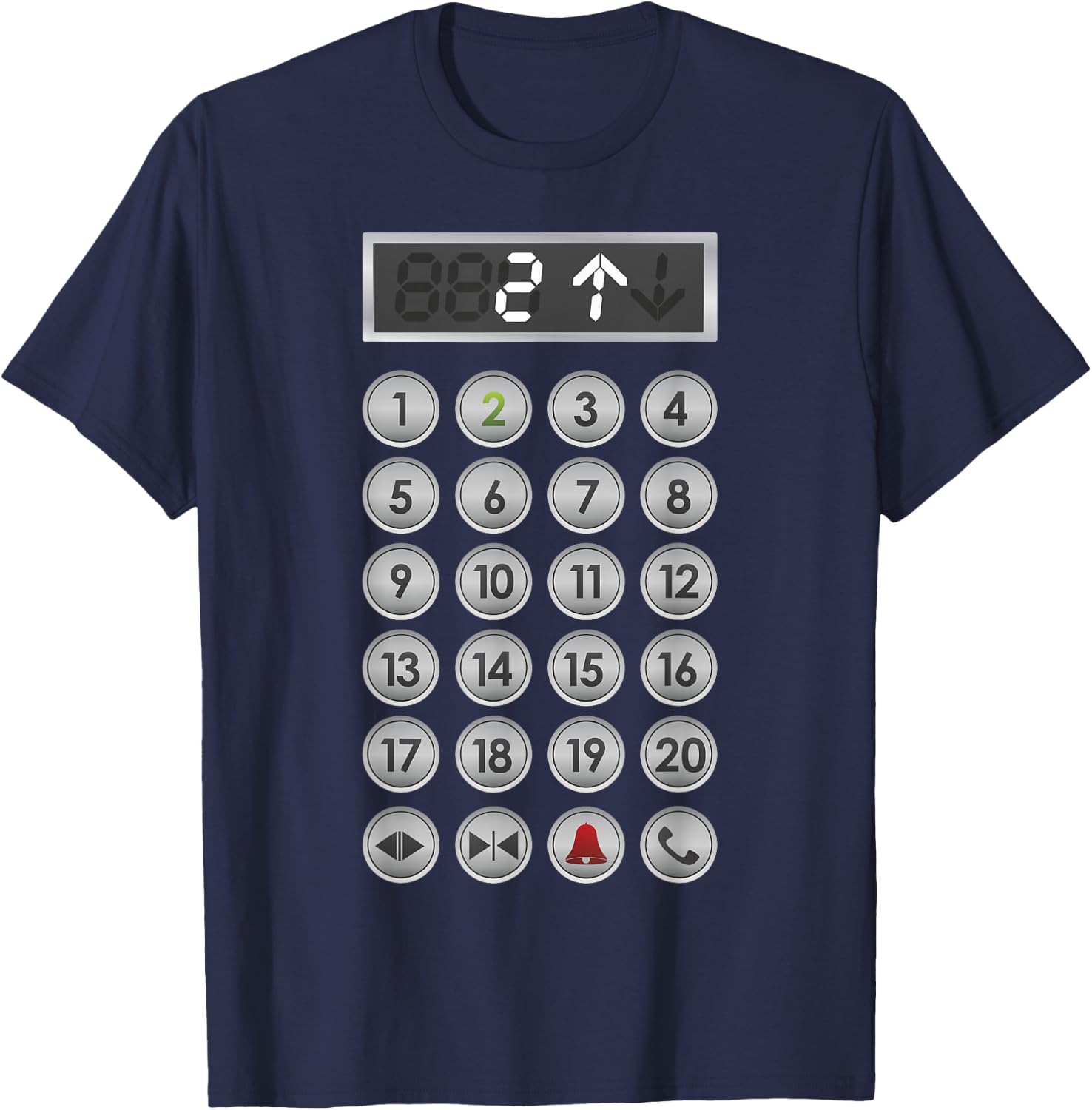 Elevator Buttons Funny Elevator T-Shirt - T-Shirt | Navy