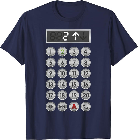 Elevator Buttons Funny Elevator T-Shirt - T-Shirt | Navy