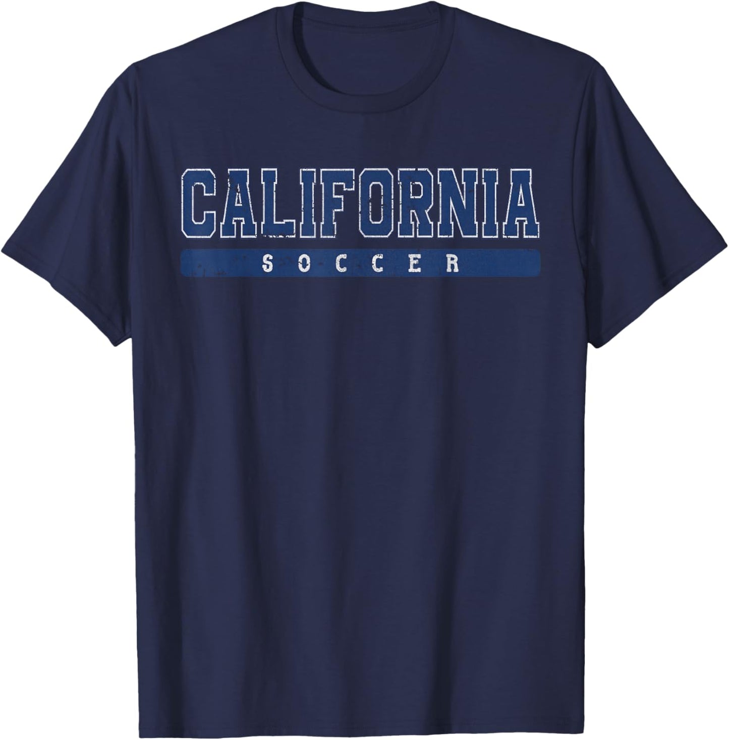 California Soccer Blue Vintage Text T-Shirt - T-Shirt | Navy