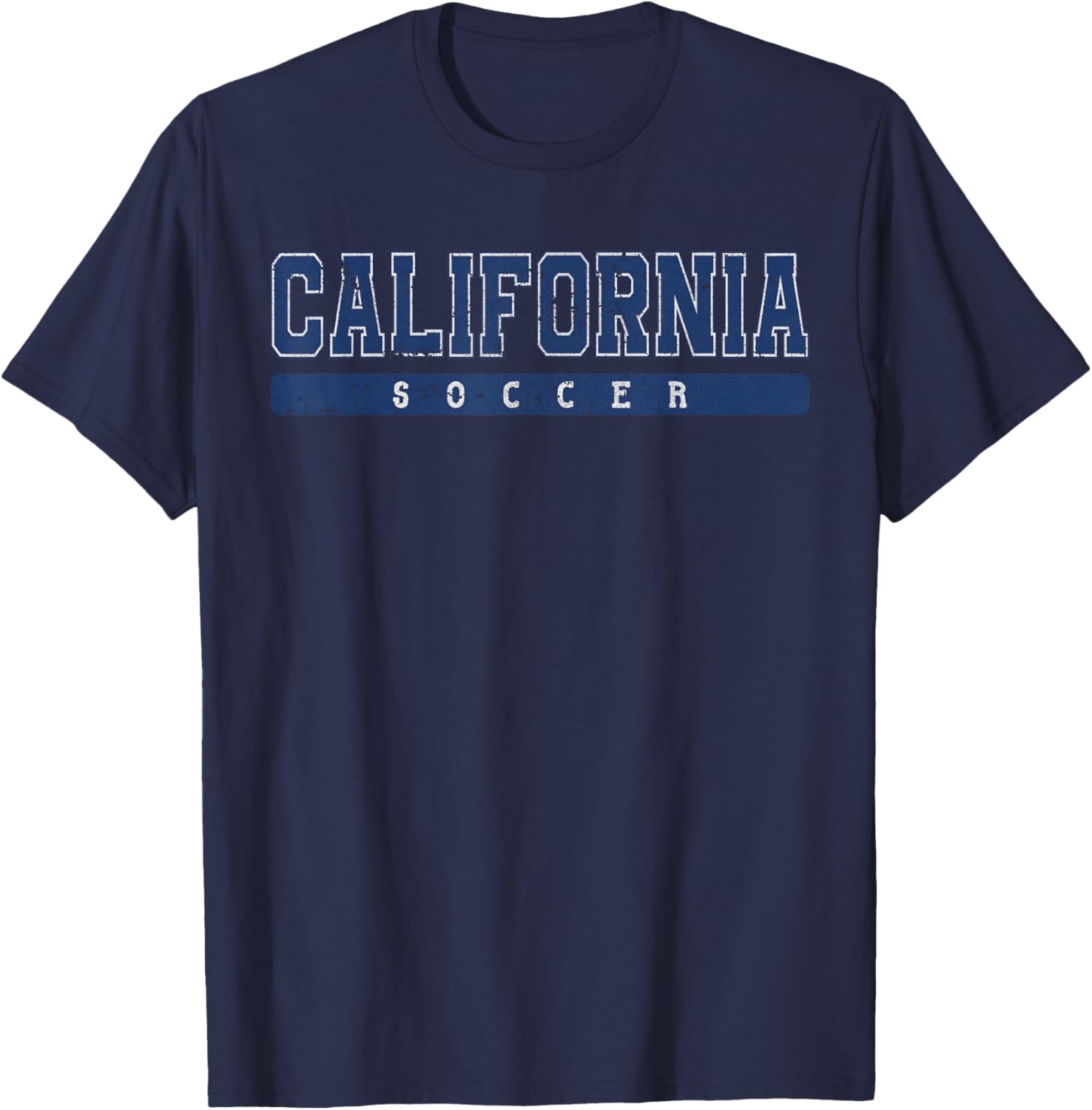 California Soccer Blue Vintage Text T-Shirt - T-Shirt | Navy
