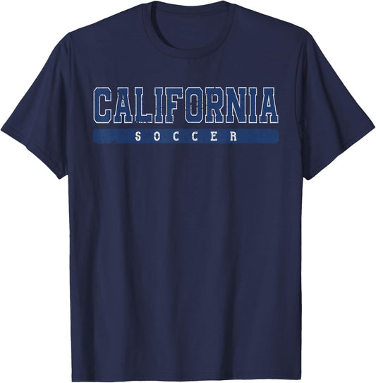 California Soccer Blue Vintage Text T-Shirt - T-Shirt | Navy