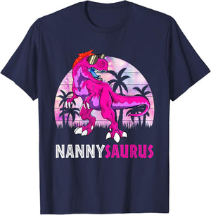 Nannysaurus T Rex Dinosaur Nanny Saurus Family Matching T-Shirt - T-Shirt | Navy