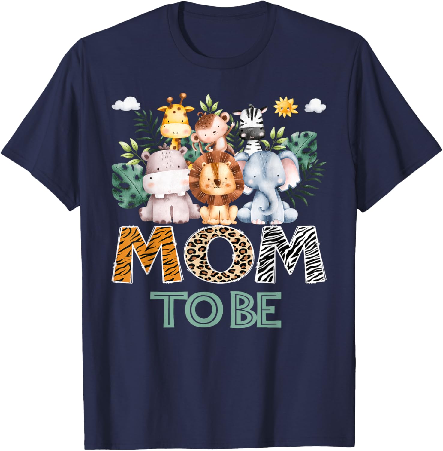 Soon To Be Mom Jungle Animal Safari Gender Reveal T-Shirt - T-Shirt | Navy