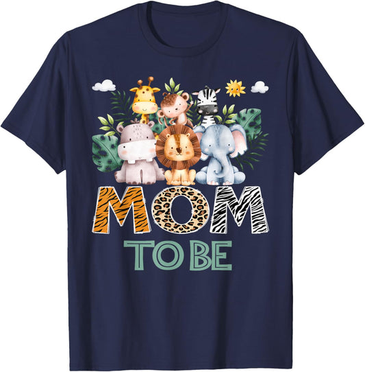 Soon To Be Mom Jungle Animal Safari Gender Reveal T-Shirt - T-Shirt | Navy