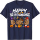 Happy HalloThanksMas Halloween Thanksgiving Christmas Sloth T-Shirt - T-Shirt | Navy