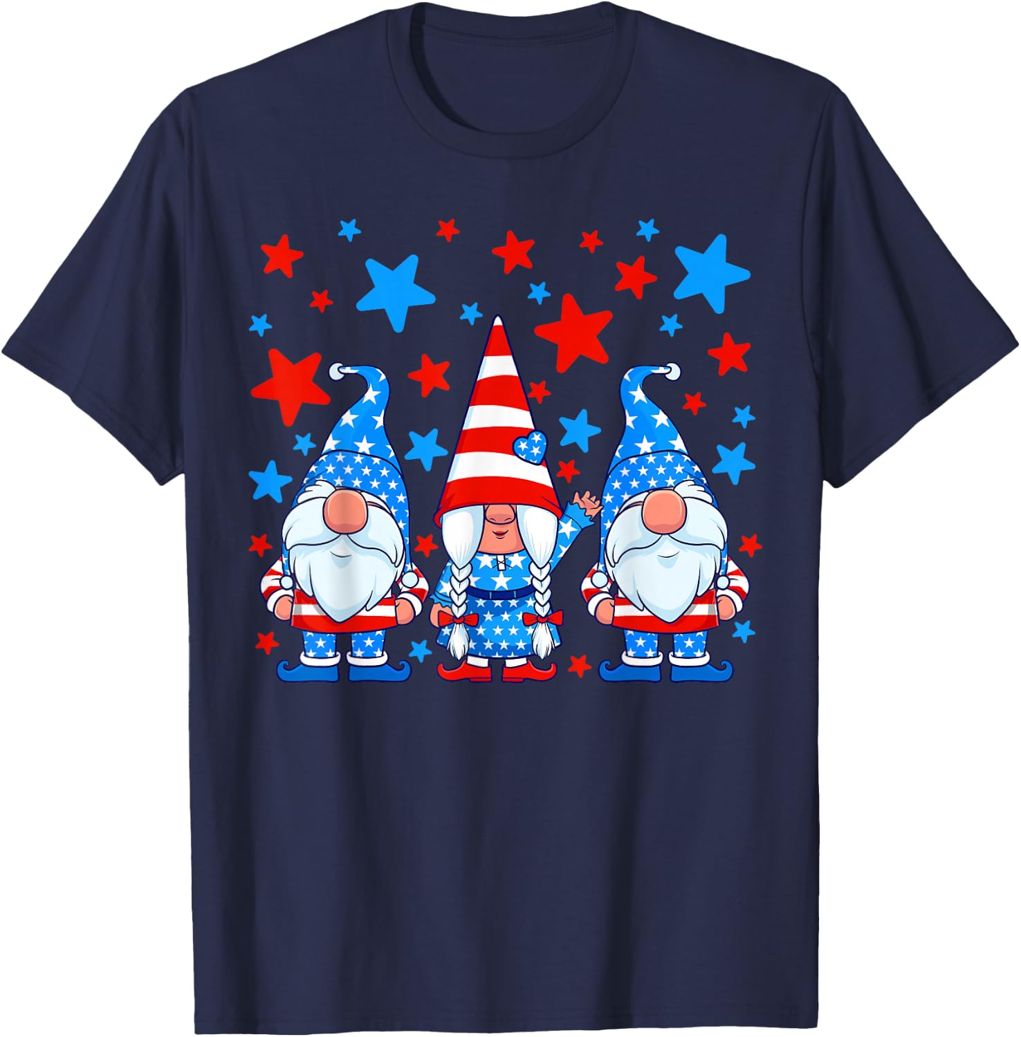 4th of July Gnomes Patriotic American Flag Cute Gnome Women T-Shirt - T-Shirt | Navy