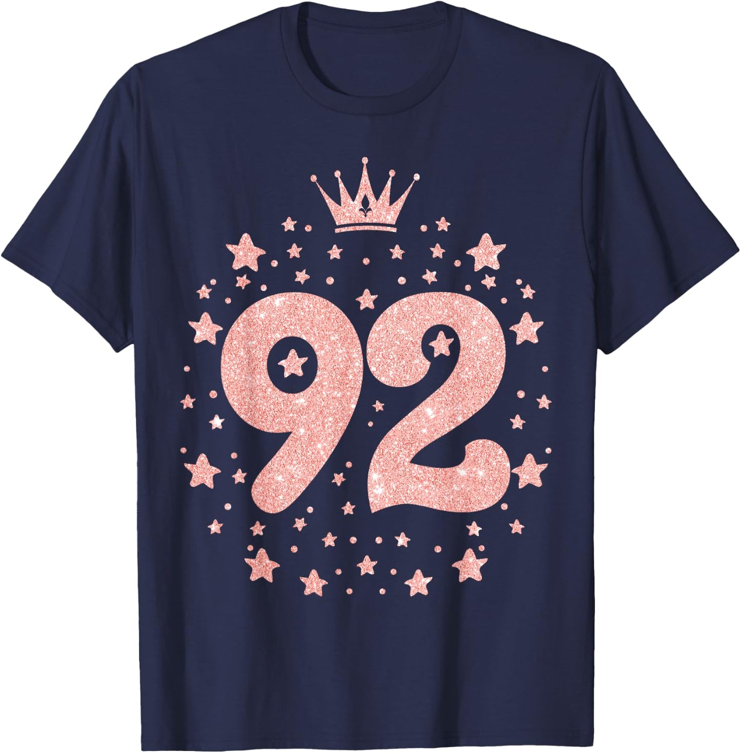 92 Pink Crown 92 Years Old Happy 92nd Birthday Girl Women T-Shirt - T-Shirt | Navy
