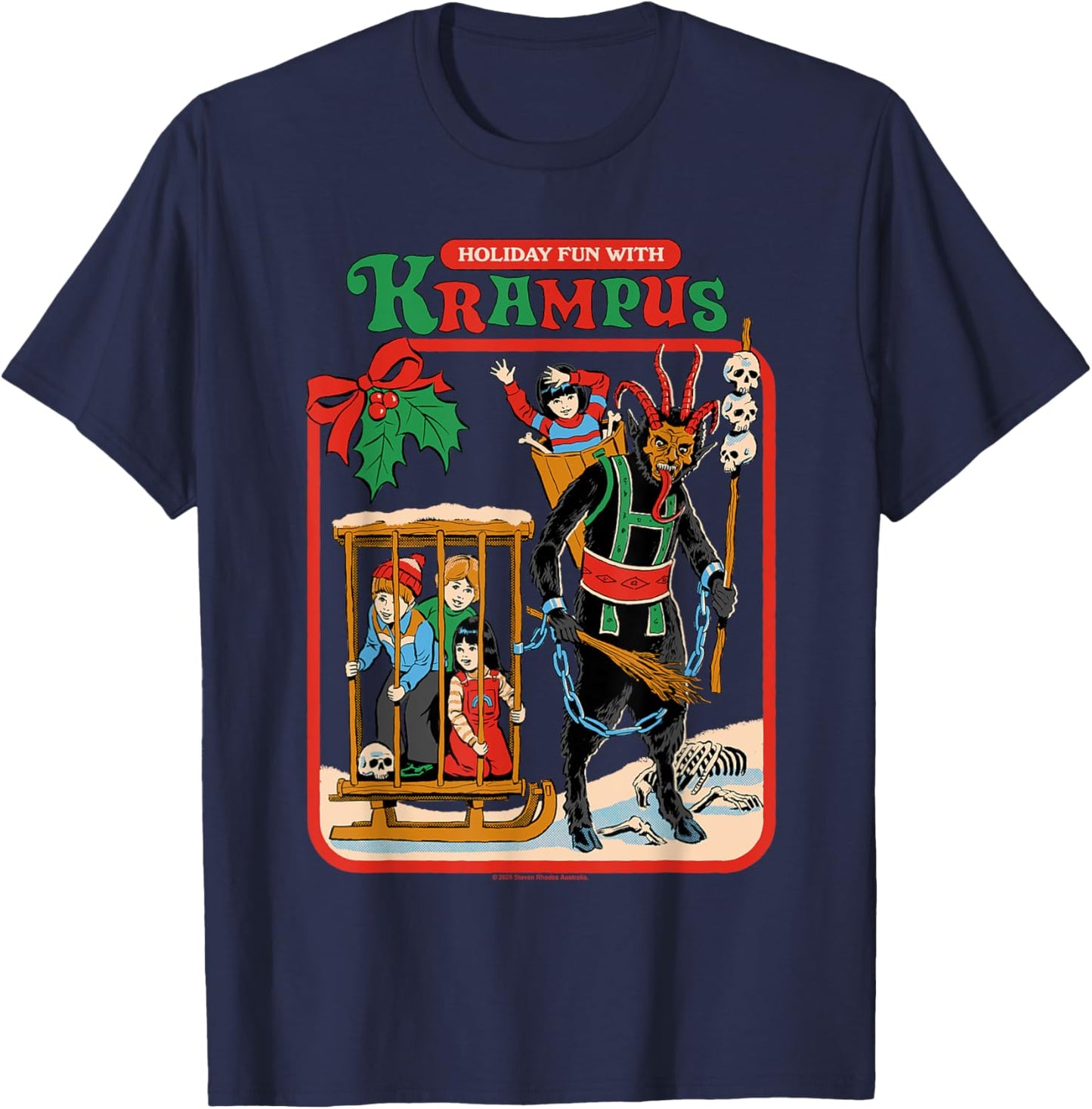 Fun with Krampus Christmas Retro Vintage Funny Adult Humor T-Shirt - T-Shirt | Navy