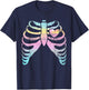 Menhera Kei Kawaii Pastel Goth Aesthetic Rib Cage & Heart T-Shirt - T-Shirt | Navy