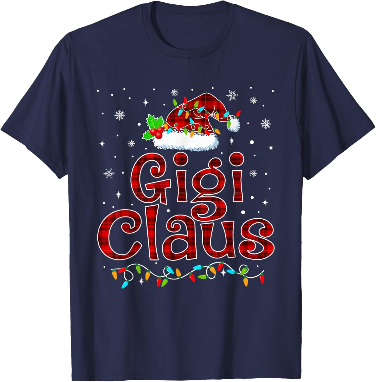 Gigi Claus Christmas Pajama Matching Family Xmas Lights T-Shirt - T-Shirt | Navy