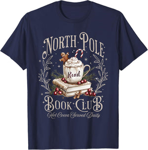 All Booked for Christmas Coquette Xmas Book Club Book Lovers T-Shirt - T-Shirt | Navy