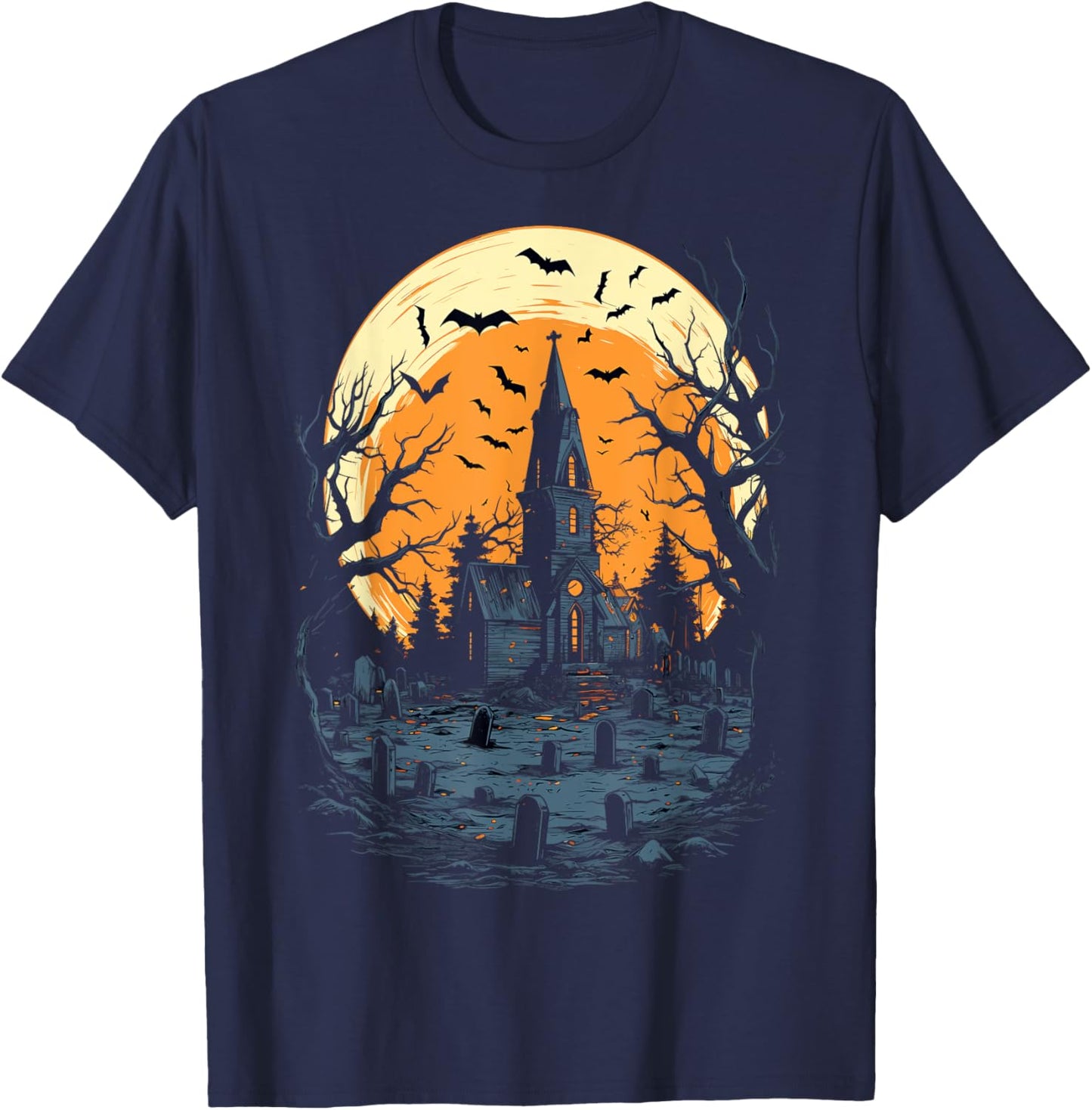 Haunted Mansion Spooky Halloween T-Shirt - T-Shirt | Navy