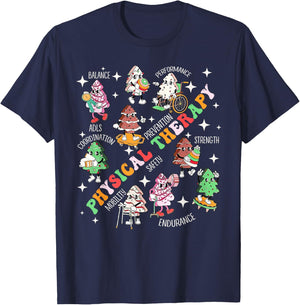 Physical Therapy Christmas Shirt PT Christmas Tree Cake T-Shirt - T-Shirt | Navy