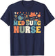 Med Surg Nurse Wildflowers Retro Medical Surgical Nursing T-Shirt - T-Shirt | Navy