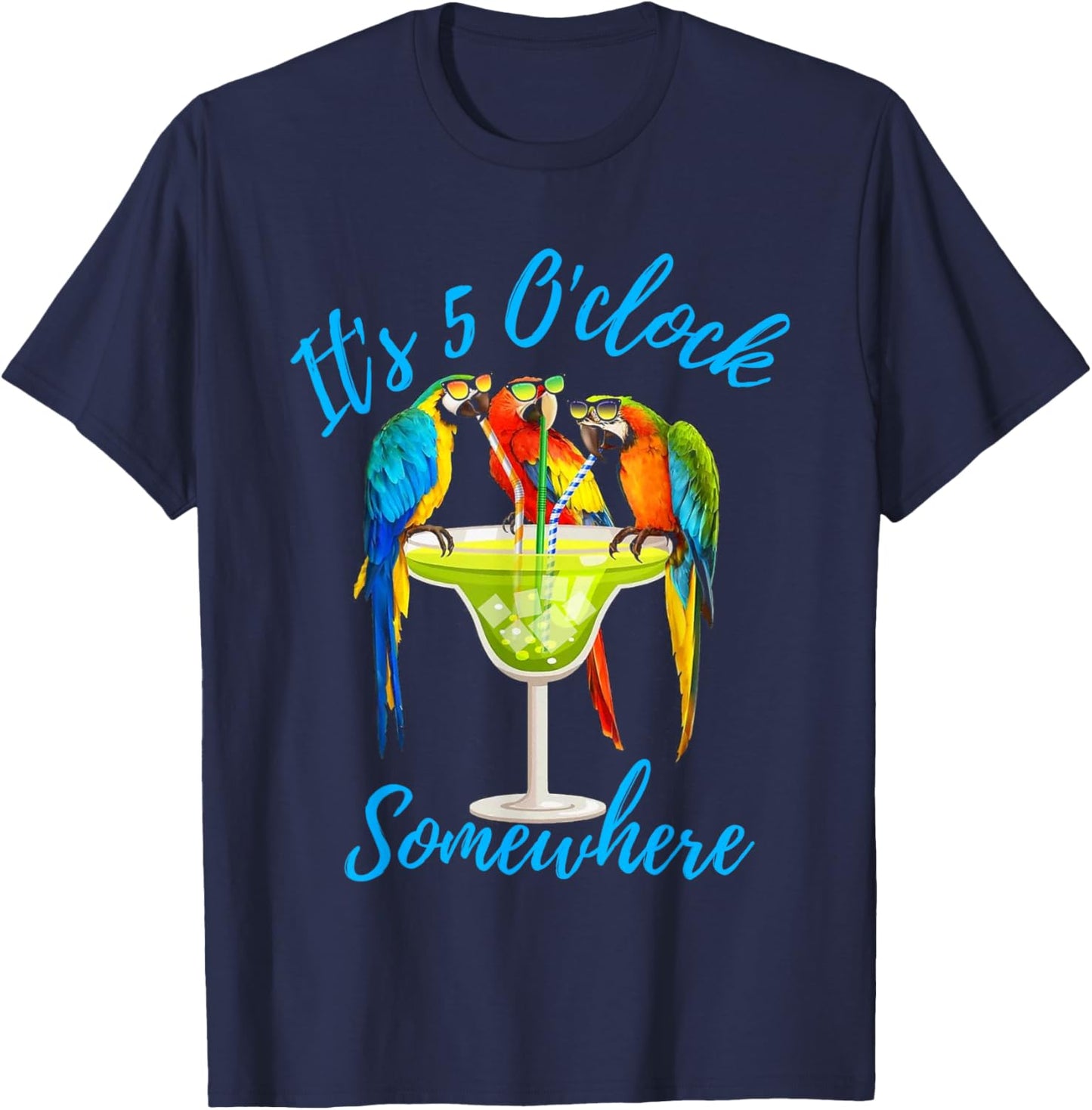 It's 5 O'clock Somewhere Funny Parrot Summer Beach Vacation Women T-Shirt - T-Shirt | Navy