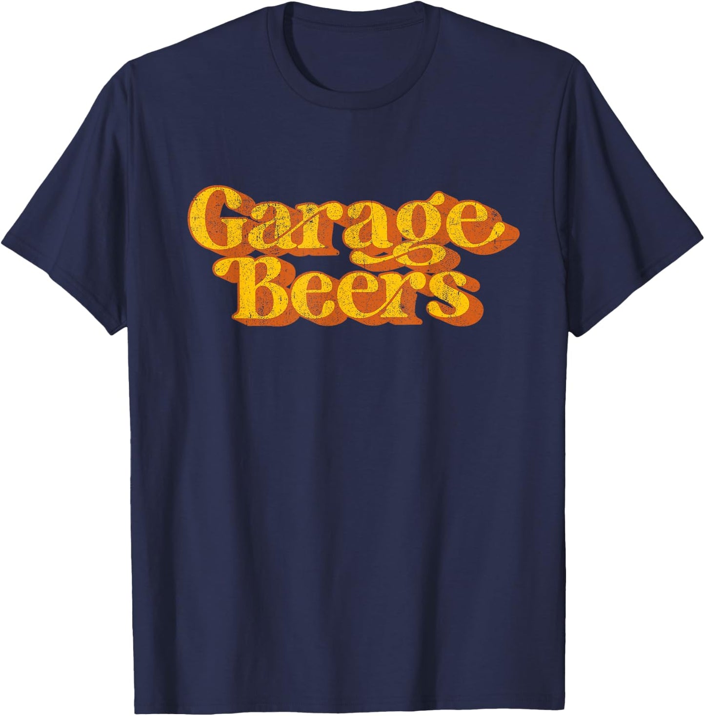 Vintage Garage Beers Beer Drinking Retro Funny Fathers Day T-Shirt - T-Shirt | Navy