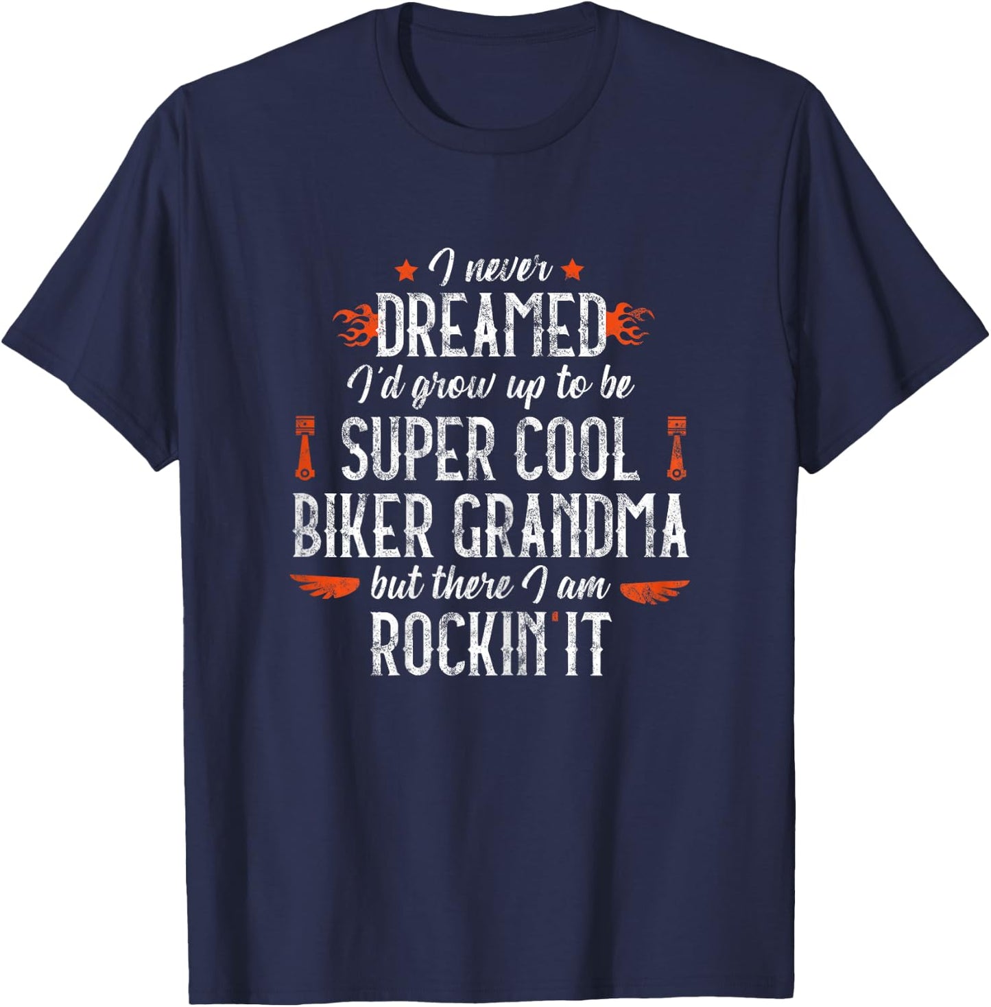 Motorcycle Grandma Biker Vintage Grandmother Outfit Short Sleeve T-Shirt - T-Shirt | Navy