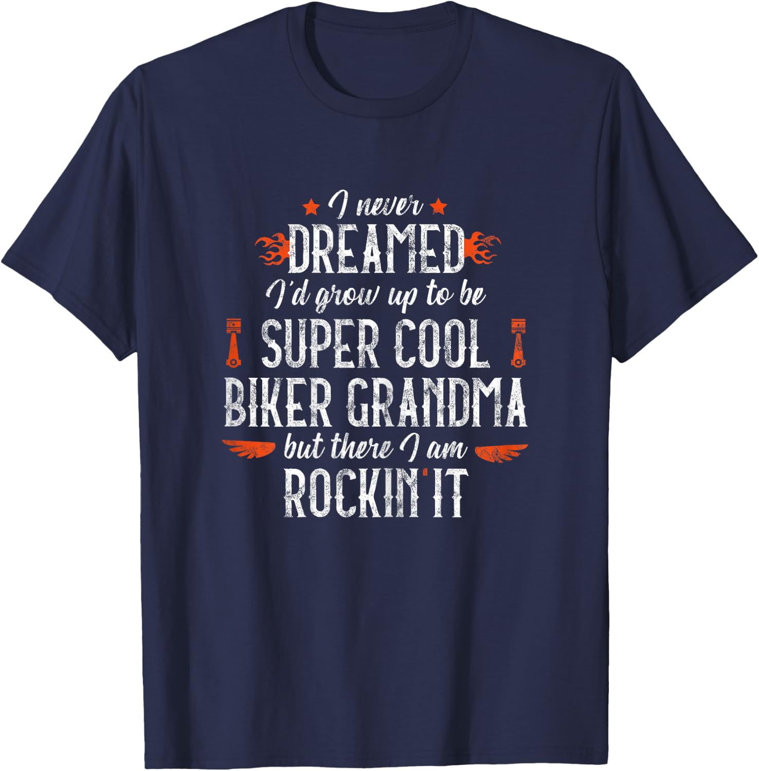 Motorcycle Grandma Biker Vintage Grandmother Outfit Short Sleeve T-Shirt - T-Shirt | Navy