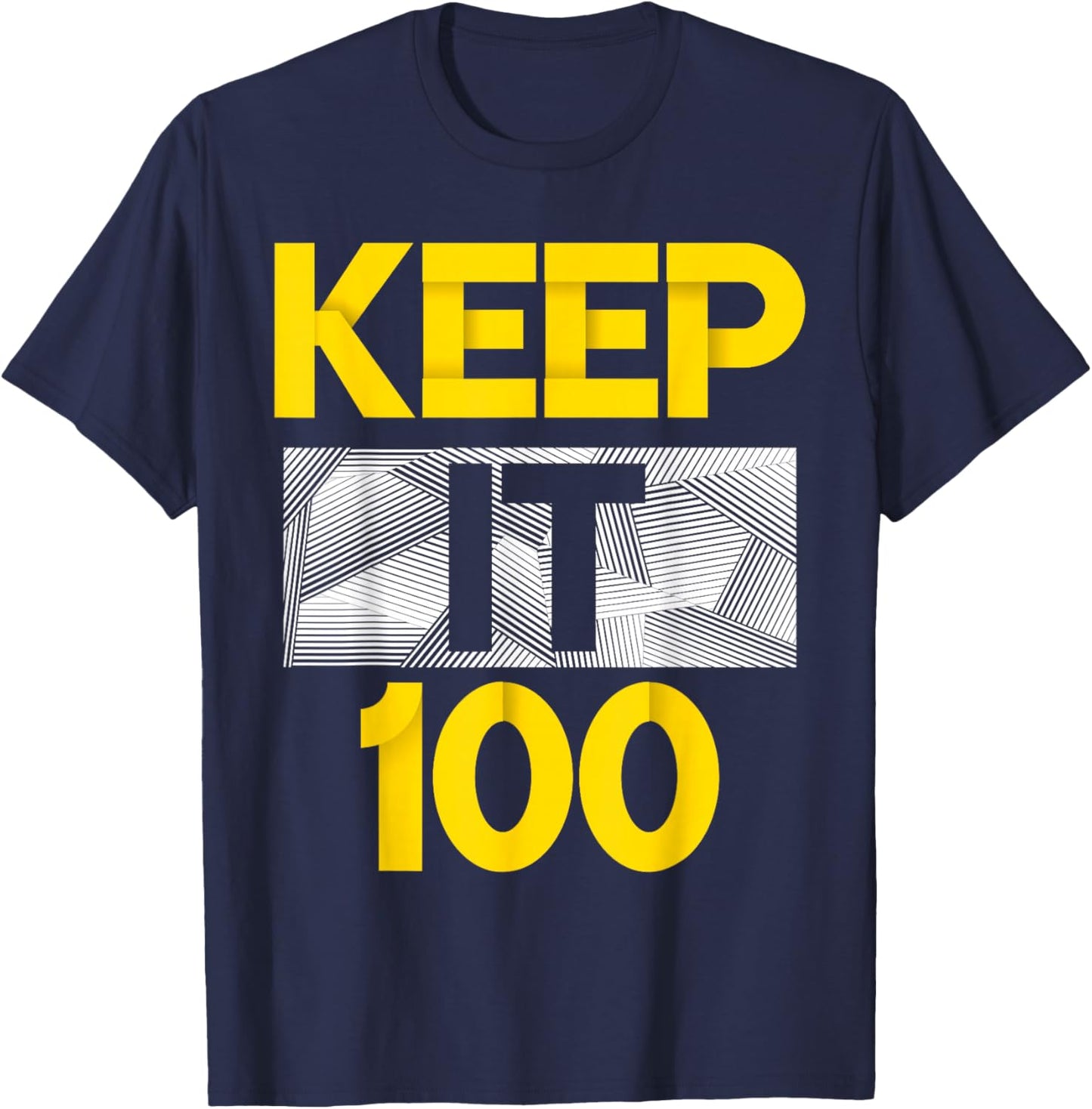 University-Gold Keep It 100 Varsity-Gold Color Graphic T-Shirt - T-Shirt | Navy