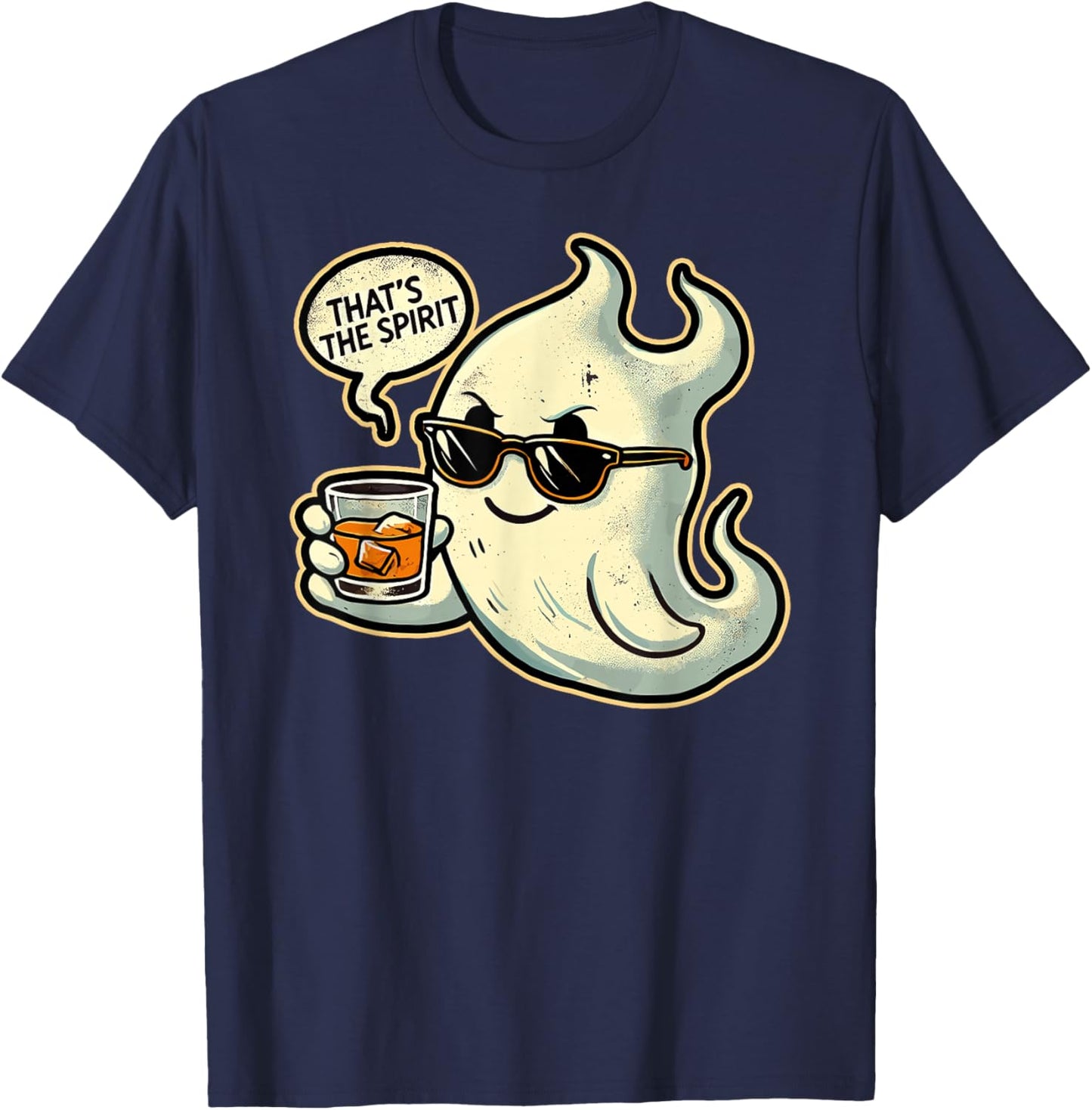 Cool Ghost Whiskey Pun Men Women Funny Halloween T-Shirt - T-Shirt | Navy