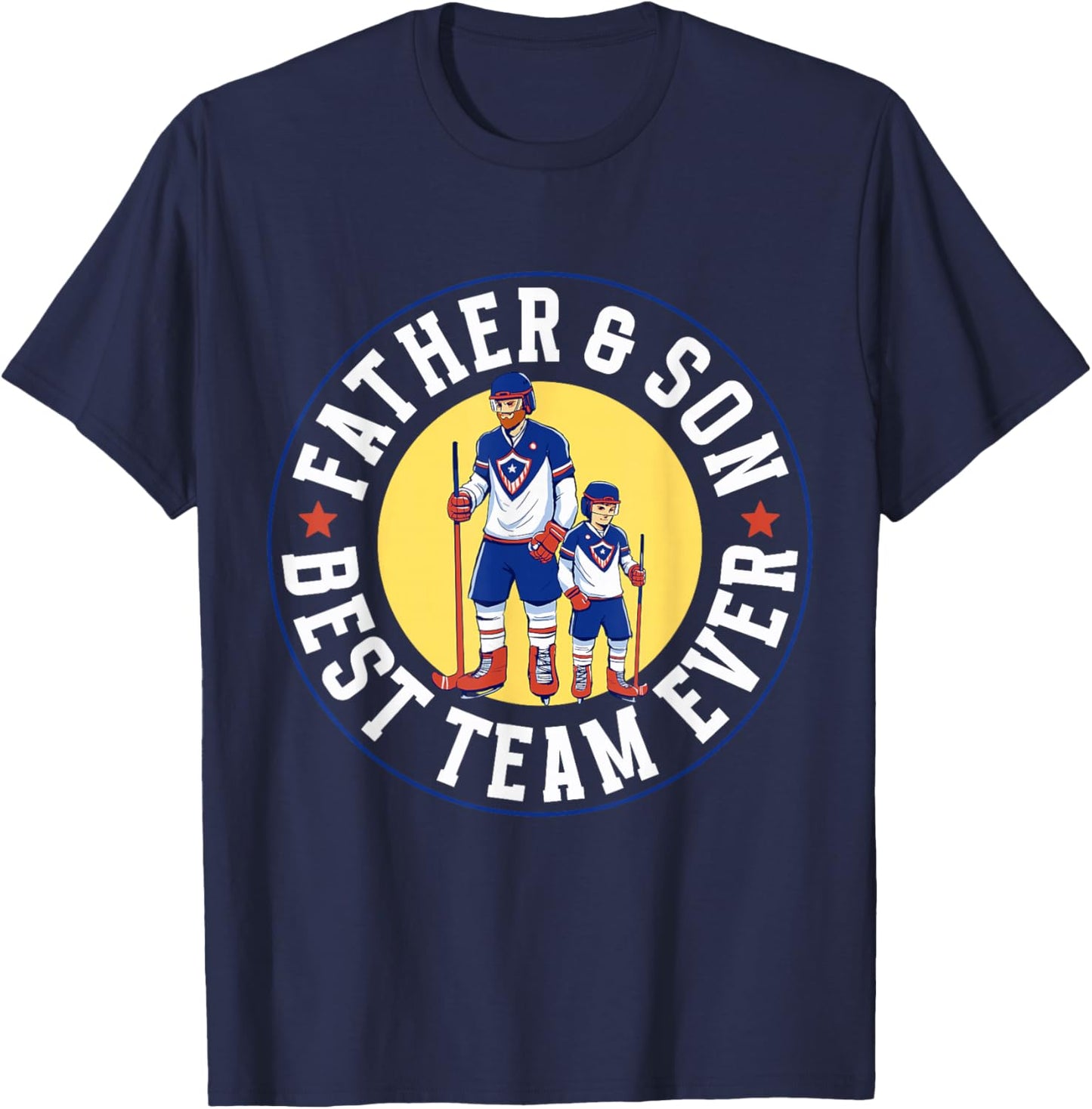 Father & Son Best Team Ever Ice Hockey Matching Father Son T-Shirt - T-Shirt | Navy