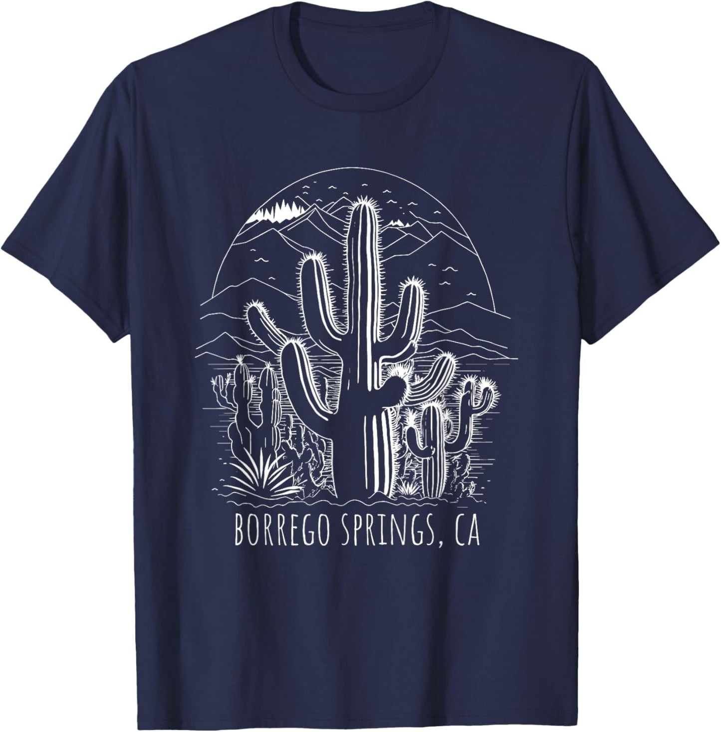 Borrego Springs California Cactus Desert Scene Design T-Shirt - T-Shirt | Navy