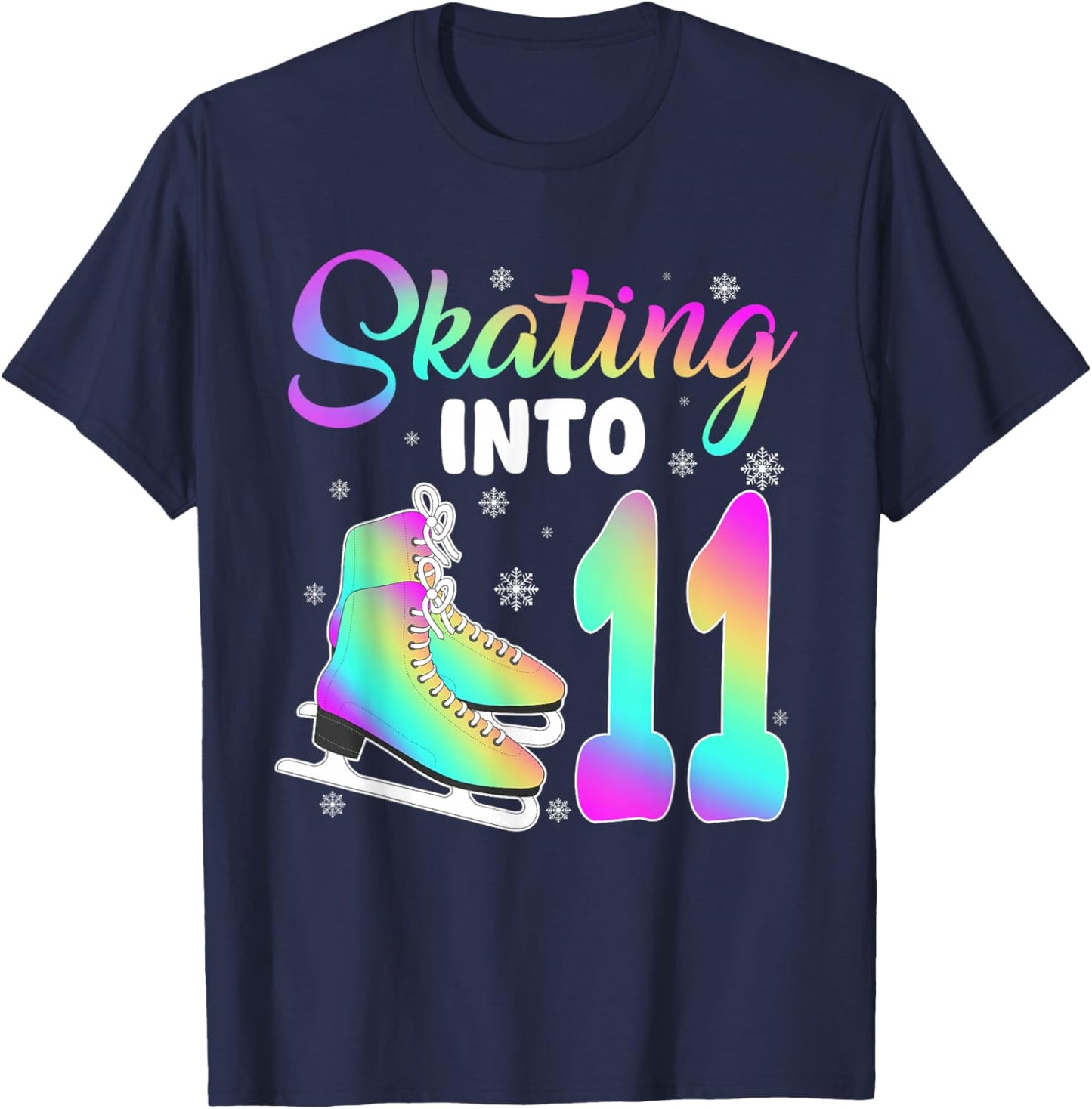 Skating Into 11th Birthday Ice Skating Girl 11 Year Old T-Shirt - T-Shirt | Navy