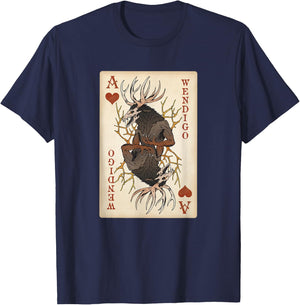 National Introvert Society Wendigo Original Cryptid Playing Card Tarot Ace of Hearts T-Shirt - T-Shirt | Navy