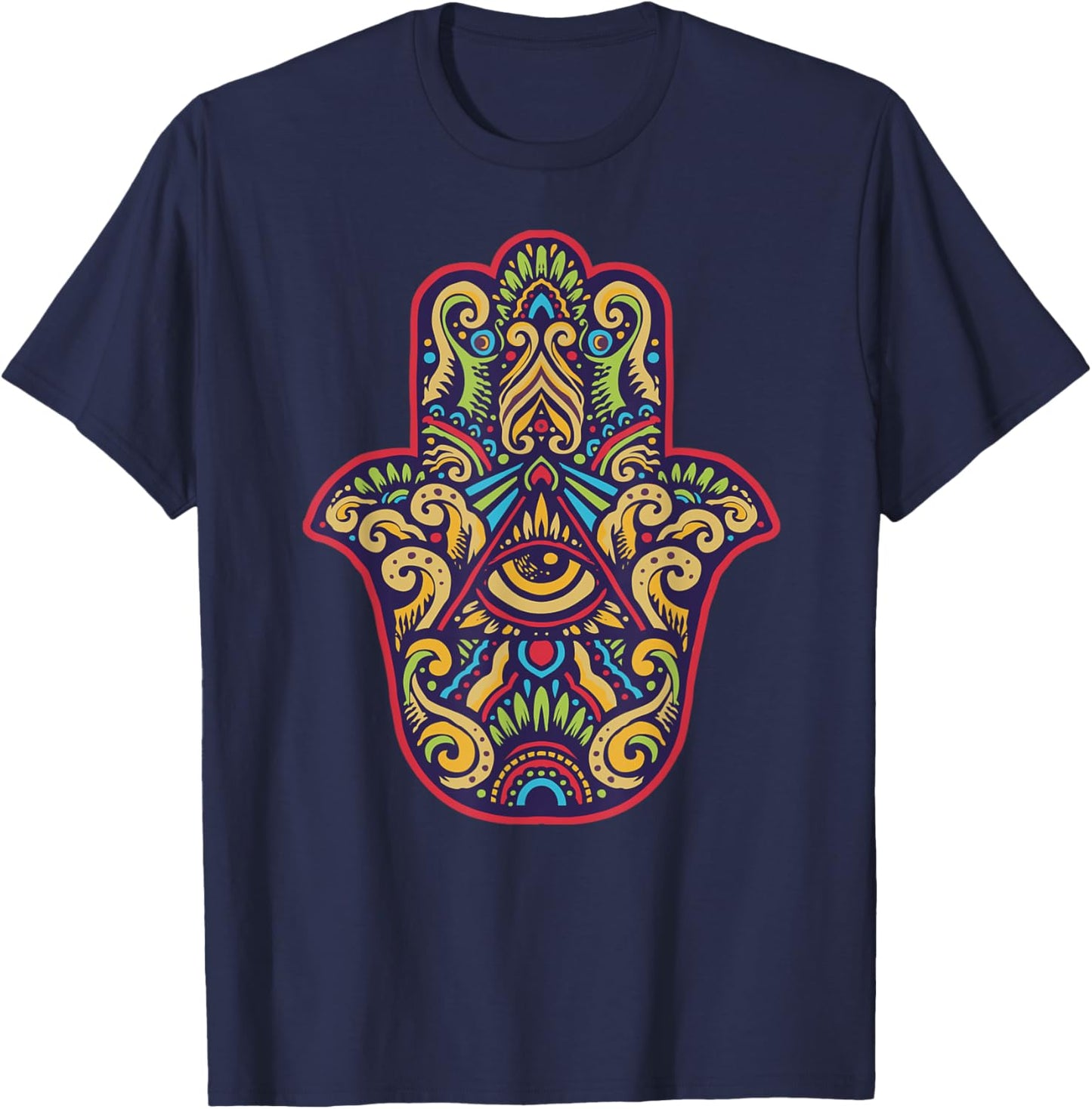 Spiritual Mystic Eye Third Eye All Seeing Eye Hamsa Hand T-Shirt - T-Shirt | Navy