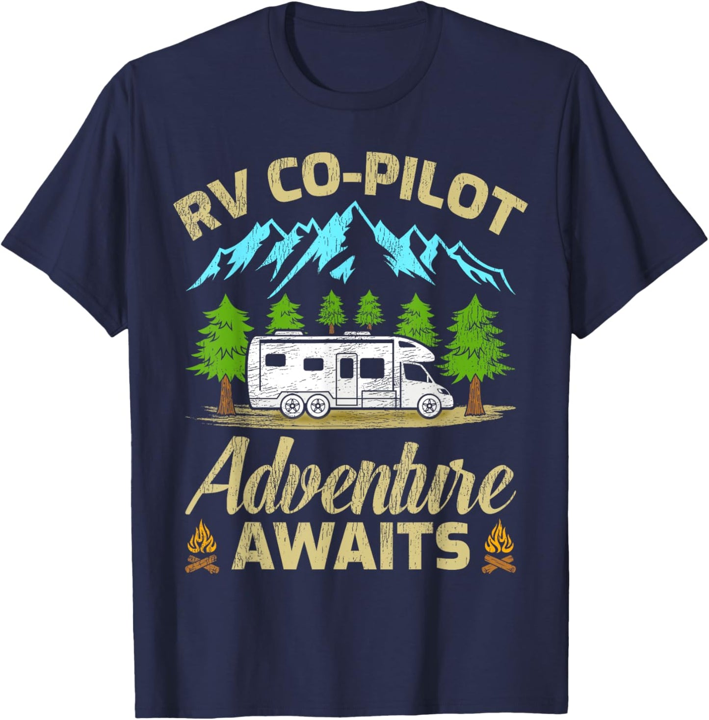 Funny RV Co-Pilot Adventure Awaits RV Camping T-Shirt - T-Shirt | Navy