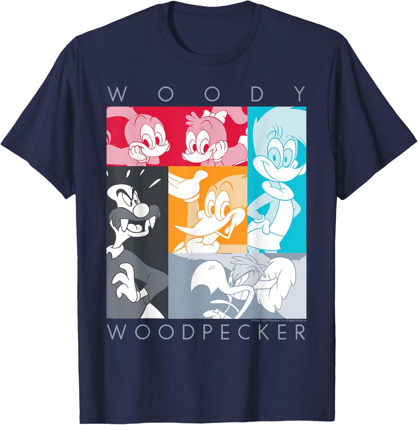 Woody Woodpecker Group Shot Panel Poster T-Shirt - T-Shirt | Navy