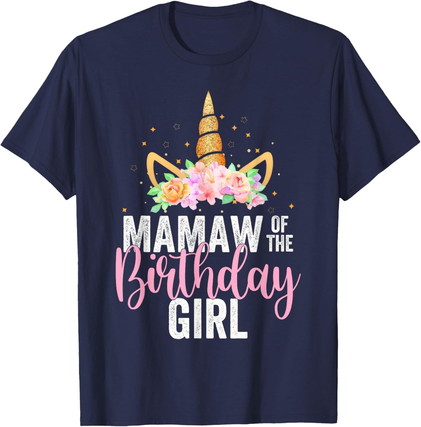 Mamaw Of The Birthday Girl Unicorn Girls Family Matching T-Shirt - T-Shirt | Navy