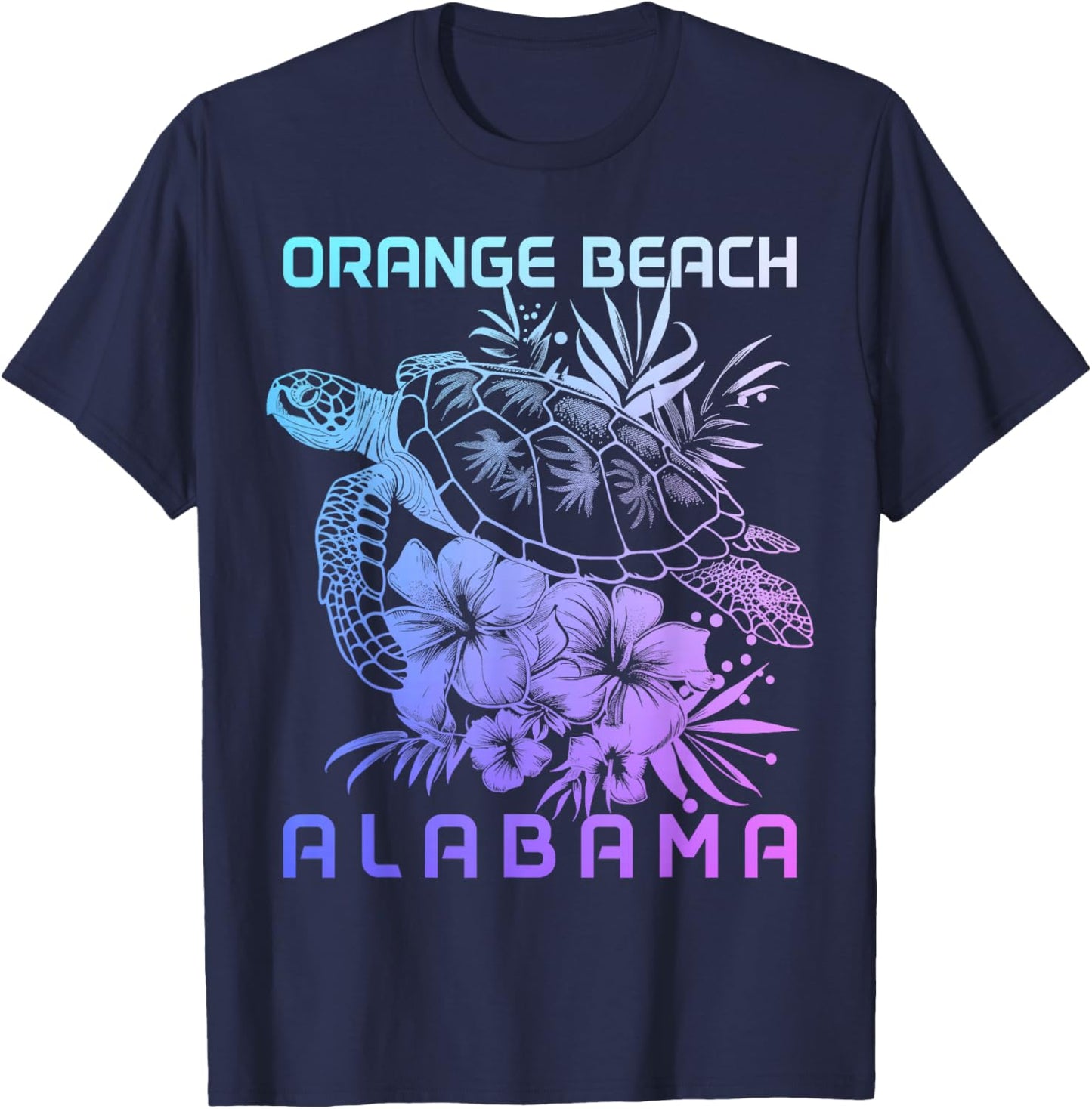 Orange Beach Alabama Sea Turtle Surfer T-Shirt - T-Shirt | Navy