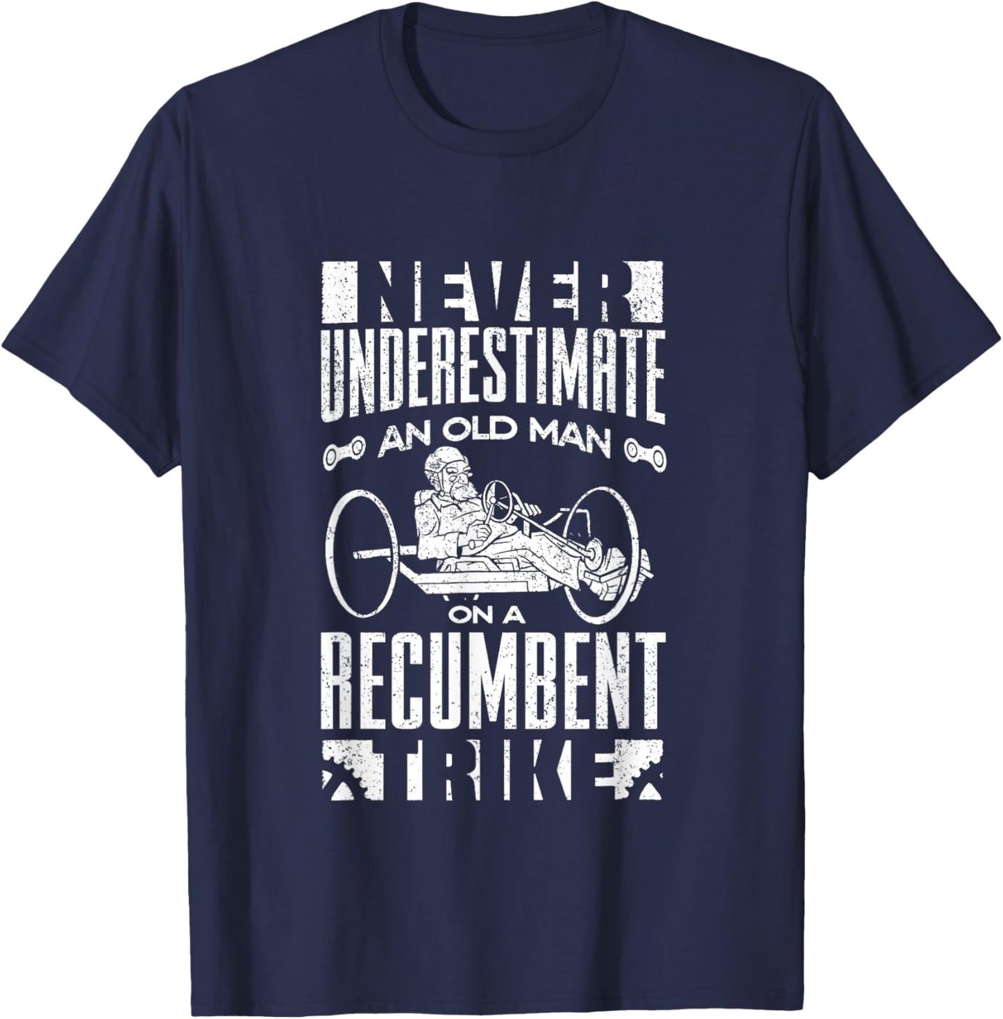 Triker Cyclist - Recumbent Trike Bike Designs -Adults Cycling Black Small Short Sleeve Modern Recumbent Trike Design T-Shirt - T-Shirt | Navy