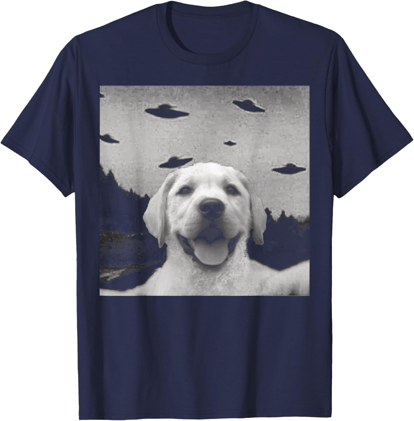 Alien UFO Selfie Labrador T-Shirt - T-Shirt | Navy
