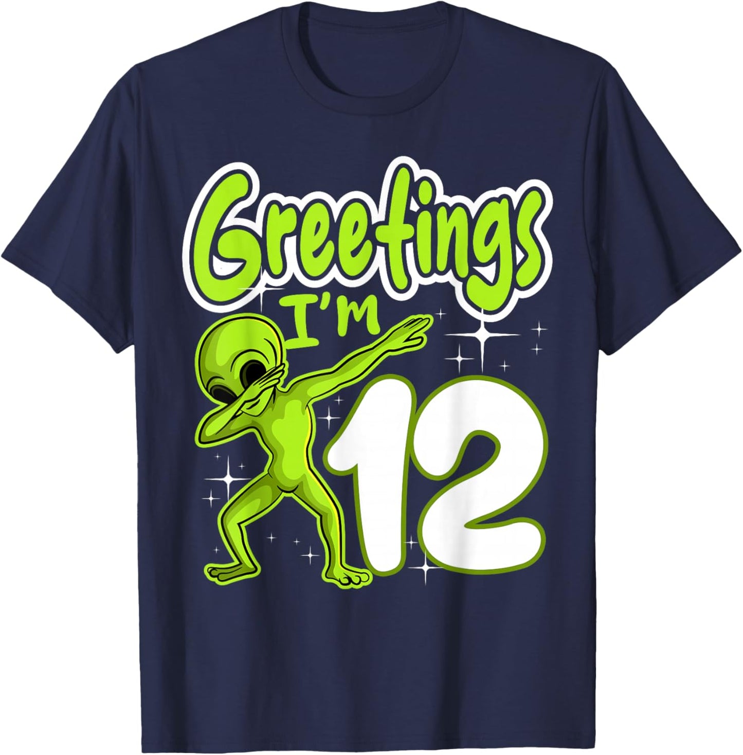 Alien 12th Birthday Dubbing Party Space Galaxy Traveler UFO T-Shirt - T-Shirt | Navy