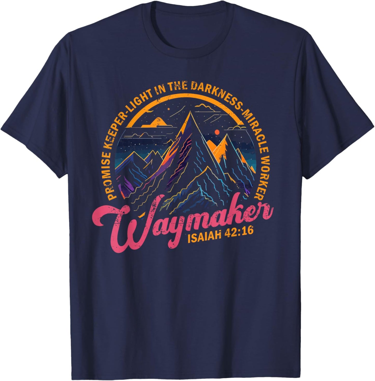 Waymaker Vintage Promise Keeper Miracle Worker Christian T-Shirt - T-Shirt | Navy