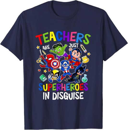 Funny Teachers are Superheroes Back to School Gifts T-Shirt - T-Shirt | Navy