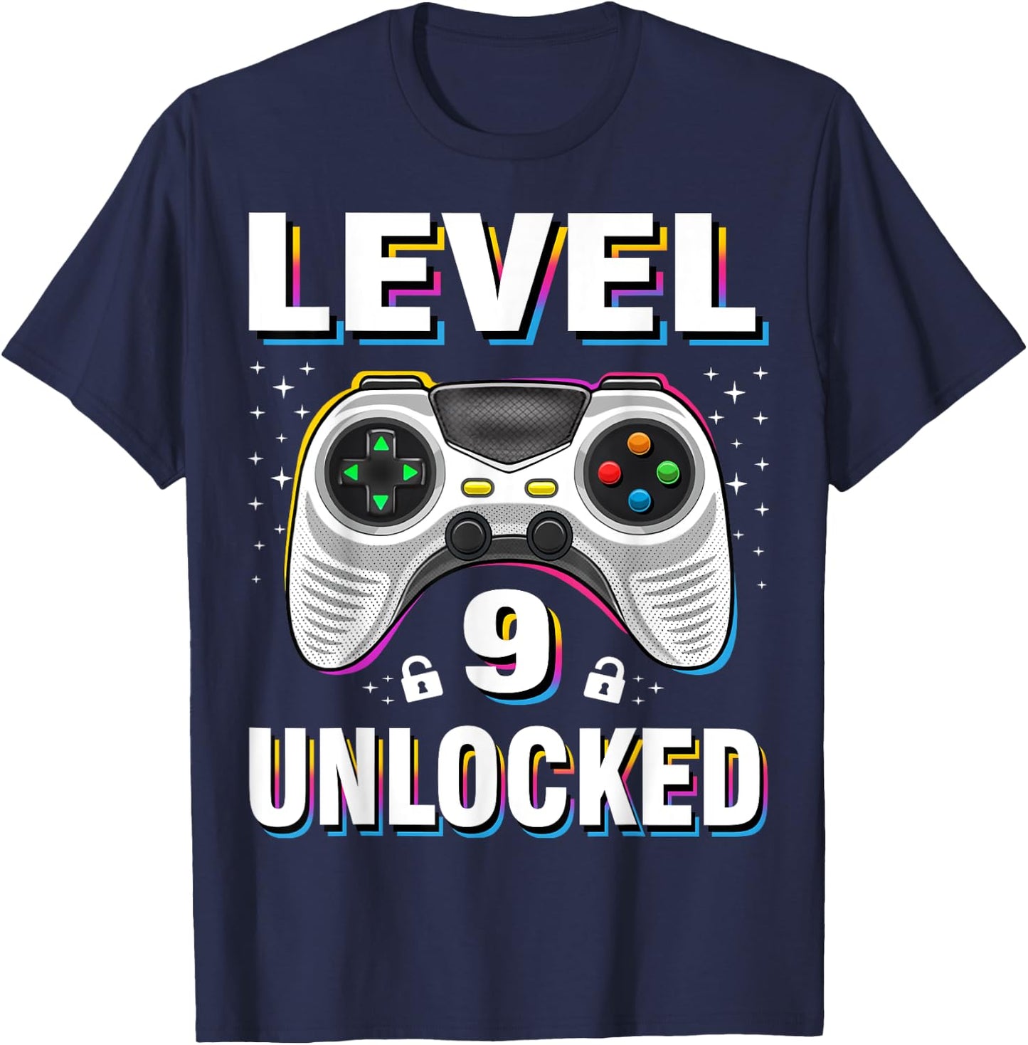 9th Birthday Boy Level 9 Unlocked Video Gamer 9 Years Old T-Shirt - T-Shirt | Navy
