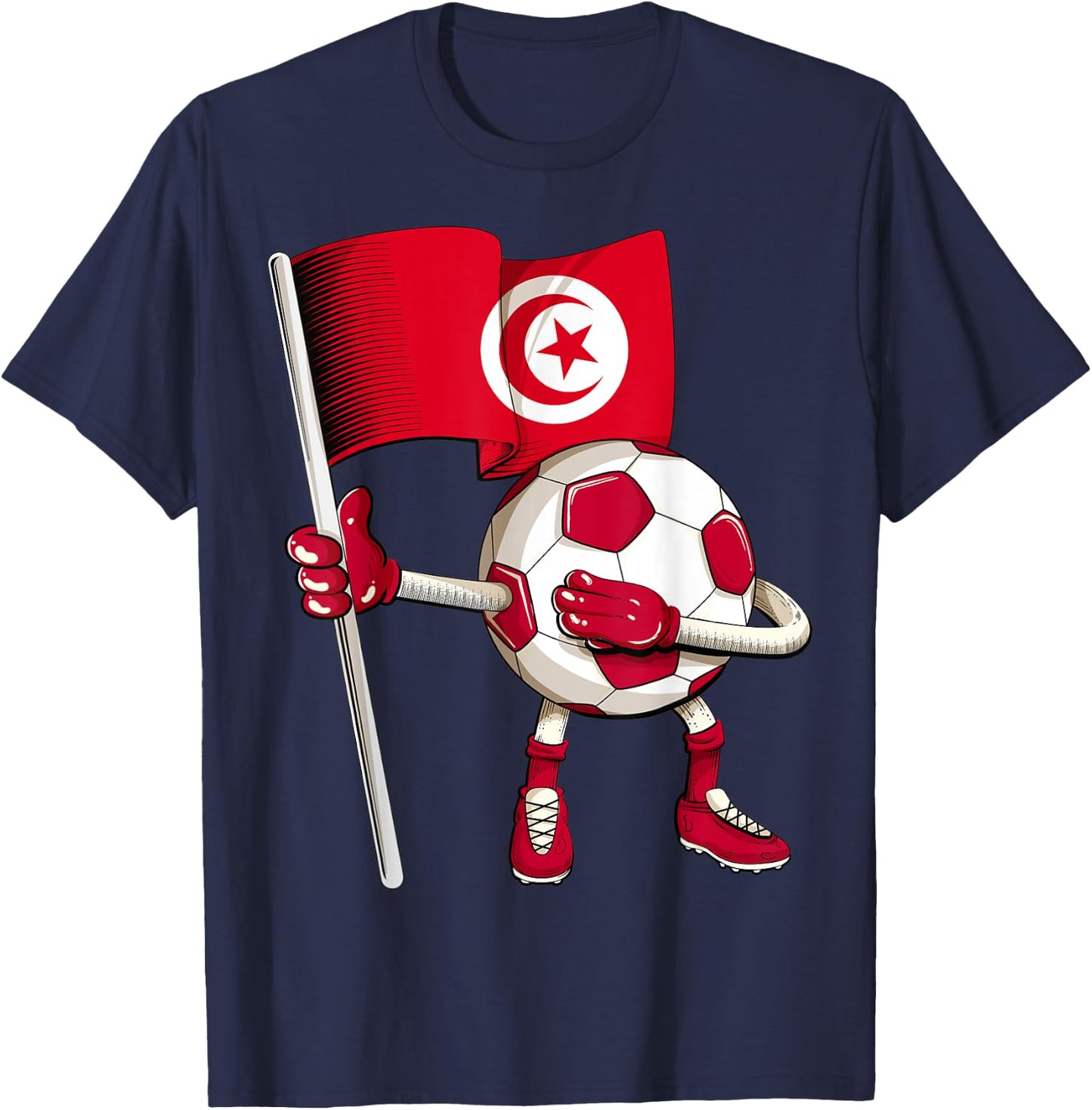 Tunisia Soccer Jersey Tunisian Flag Football Dab Funny T-Shirt - T-Shirt | Navy