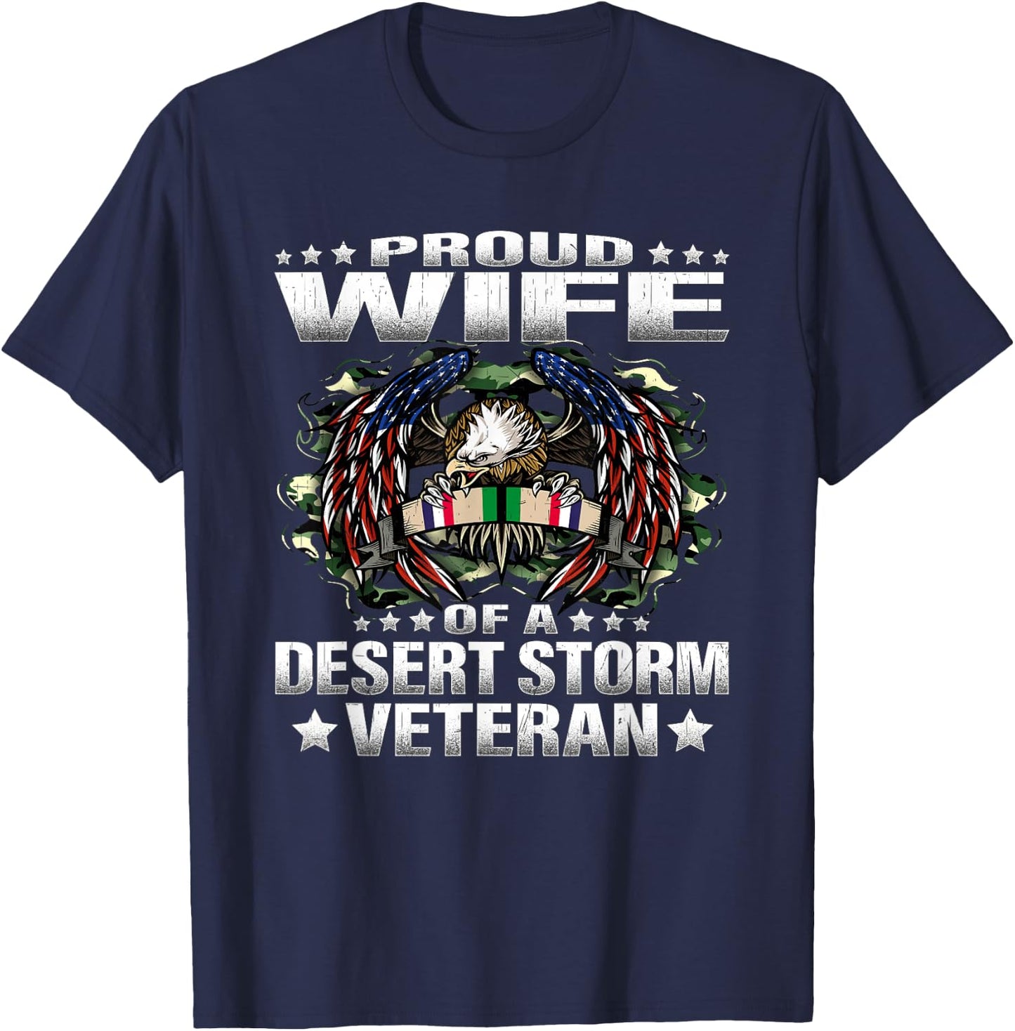 Proud Wife Of A Desert Storm Veteran - Military Vet's Spouse T-Shirt - T-Shirt | Navy