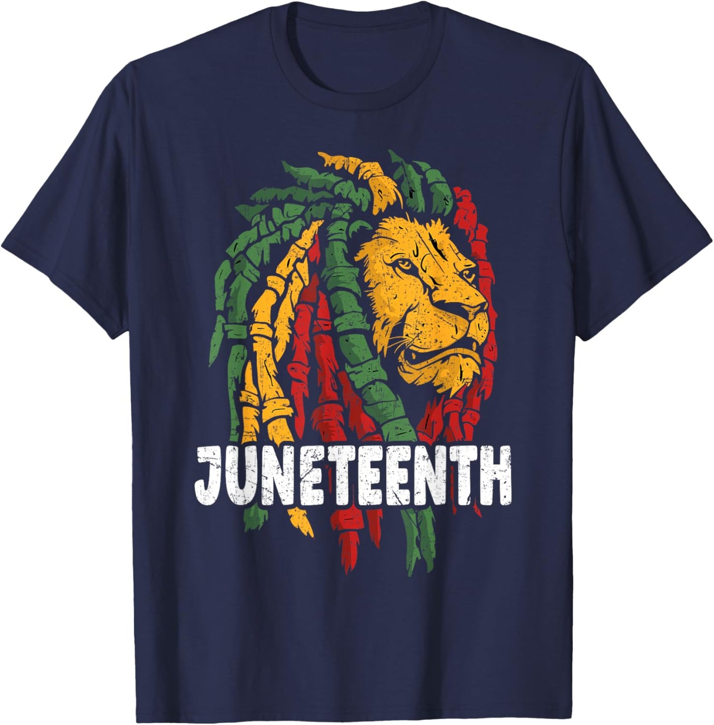 Celebrate Juneteenth Lion African American Freedom Day 1865 T-Shirt - T-Shirt | Navy