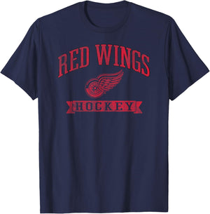 Detroit Red Wings Vintage Hockey White Officially Licensed T-Shirt - T-Shirt | Navy