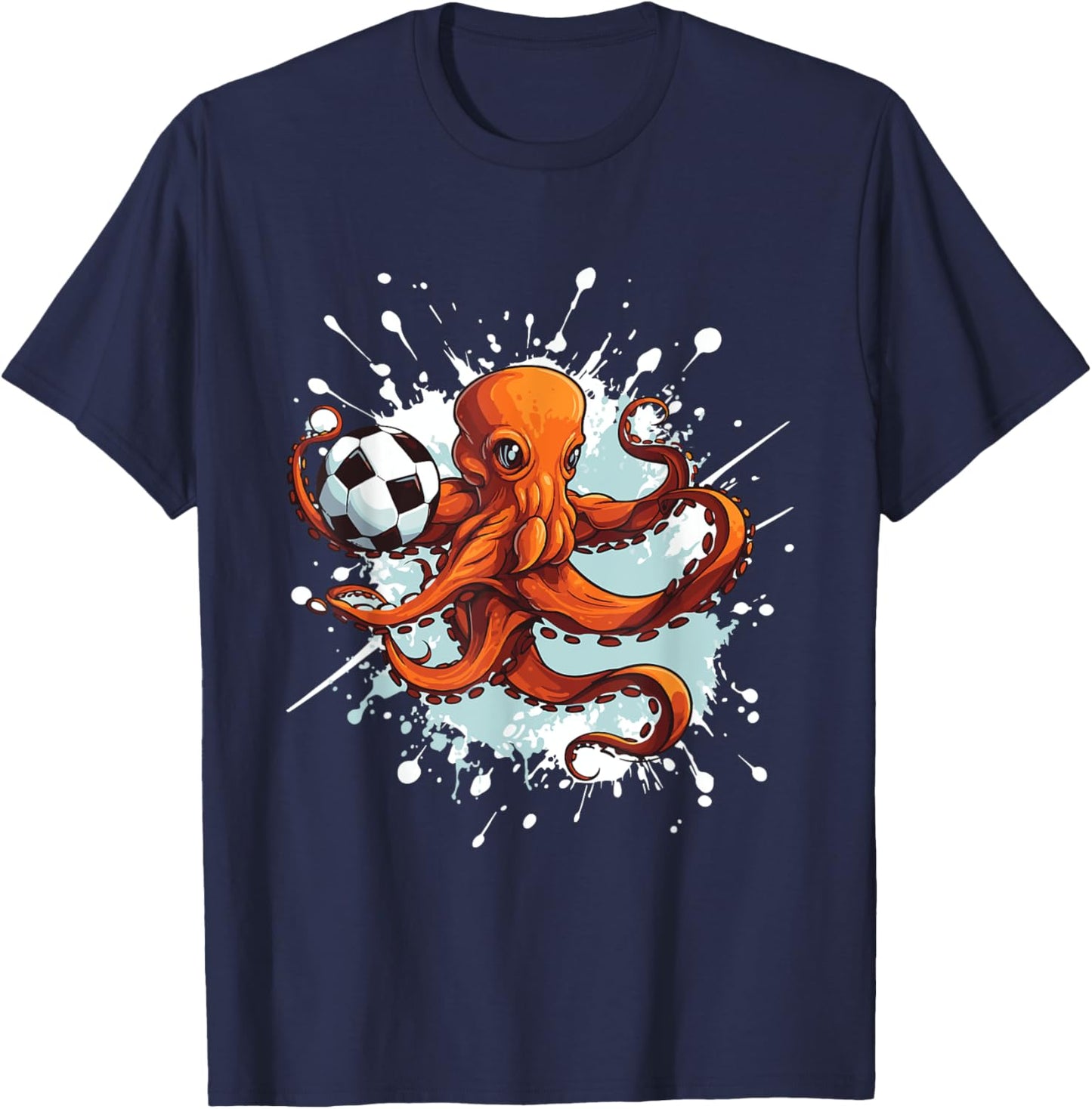 Octopus Playing Soccer Animal Sports Team T-Shirt - T-Shirt | Navy
