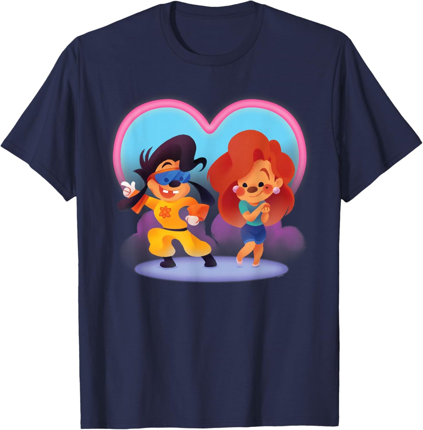 Disney A Goofy Movie Cute Valentine's Day Max & Roxanne , Black, S T-Shirt - T-Shirt | Navy