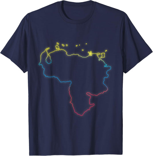 Venezuela Map Pride Vintage Venezuelan Flag T-Shirt - T-Shirt | Navy
